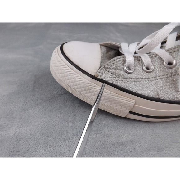 Converse All Star Sneakers Men's Size‎ 8 Women's Size 10 Silver Glitter Casual - Picture 15 of 16